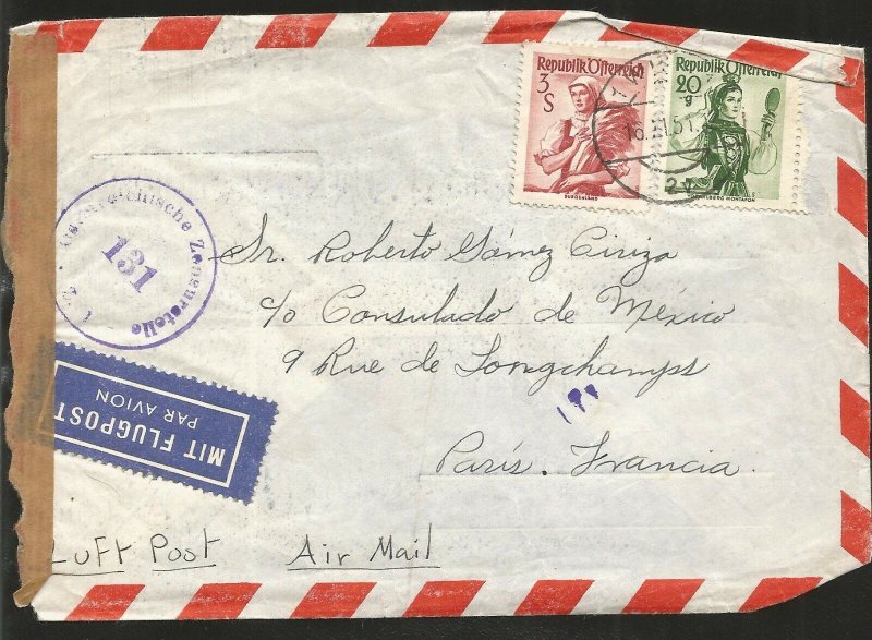 J) 1951 AUSTRIA, BURGENLAND, VORARLBERG, MONTAFON VALLEY, AIRMAIL, CIRCULATED CO