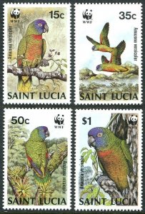 St Lucia 902-905, MNH. Michel 909-912. WWF 1987. Amazonian parrots, versicolor.