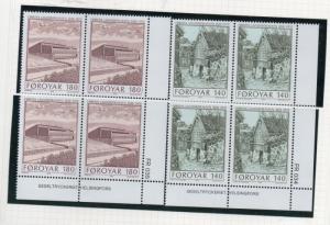 Faroe Islands Sc  39-40 1978 New Library stamp set blocks of 4  mint NH