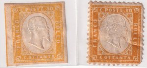 Sardinia & Italy 1855–62 Victor Emmanuel II 80c – Mint Hinged pair