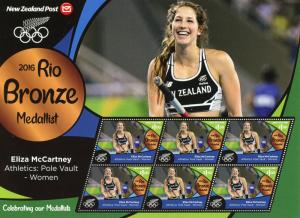 New Zealand NZ 2016 MNH Rio Bronze Medal Eliza McCartney 6v M/S Olympics Stamps