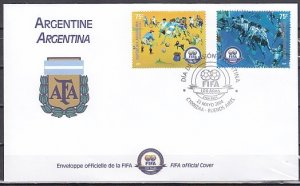 Argentina, Scott cat. 2277-2278. FIFA-Soccer Centenary issue. First day cover. ^