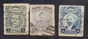 MEXICO SC #610, 613, 614  USED 2, 5, 10c   1917-20