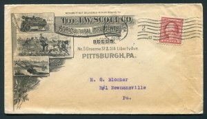 1916 I.W. Scott Co. Agricultural Implements - Pittsburgh, PA to Newmansville, PA