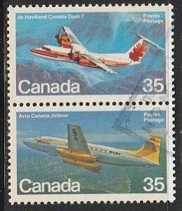 1981 Canada - Sc 906a - used VF - 1 pair - Avro C-102/de Haviland Canada Dash-7