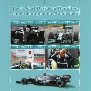 Chad Sports Stamps 2020 CTO Lewis Hamilton Formula 1 F1 Racing People 4v M/S