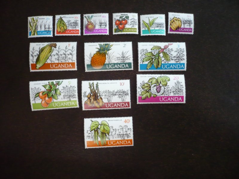 Stamps - Uganda - Scott# 228-240- Mint Never Hinged Set of 13 Stamps/Overprinted