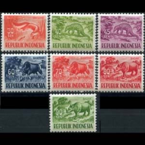 INDONESIA 1958 - Scott# 450-6 Animals Set of 7 NH