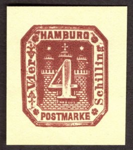 Hamburg Reprint of cut square, 4Sch, Unused