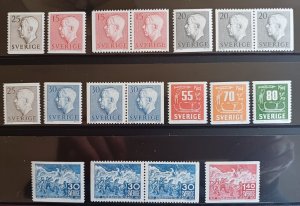 Sweden 1957 year set cpl including all pairs. MNH