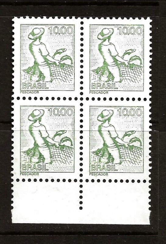 Brazil Sc 1455 NH issue of 1977 - BLOCK OF 4 - Fisherman
