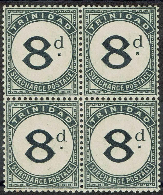 TRINIDAD 1905 POSTAGE DUE 8D MNH ** BLOCK WMK MULTI CROWN CA