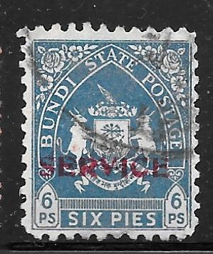 India Bundi O50: 6p Coat of Arms, used, F-VF