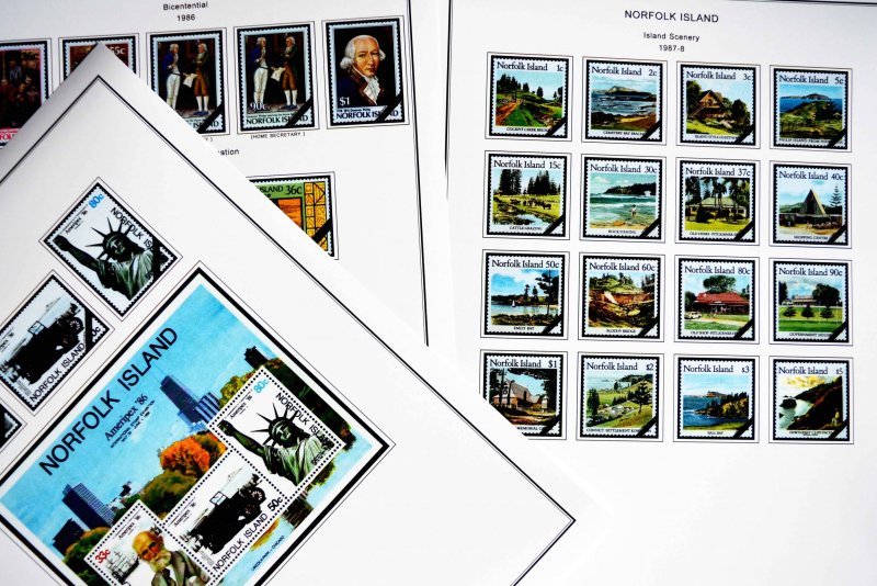 COLOR PRINTED NORFOLK ISLAND 1947-2010 STAMP ALBUM PAGES (129 illustrated pages)