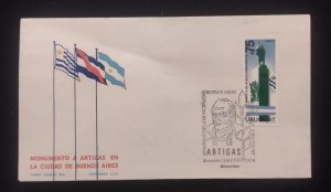 D)1974, URUGUAY, FIRST DAY COVER, ISSUE, TRIBUTE OF THE BUENOS AIRES MUNICIPAL