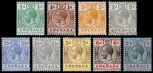 Grenada Scott 91, 93, 95-98, 100, 104 (1921-26) Mint/Used H F-VF, CV $36.75 M