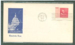 US 806EE 1939 Experimental Printing process - Electric eye; 2c John Adams (part of the presidential/prexy series) single on an