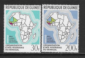 Guinea 558-9 MNH Map set cpl. X 5 vf.  2022 CV $ 10.00
