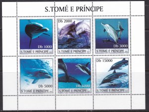 Sao Tome and Principe, Fauna, Animals, Dolphins / MNH / 2003