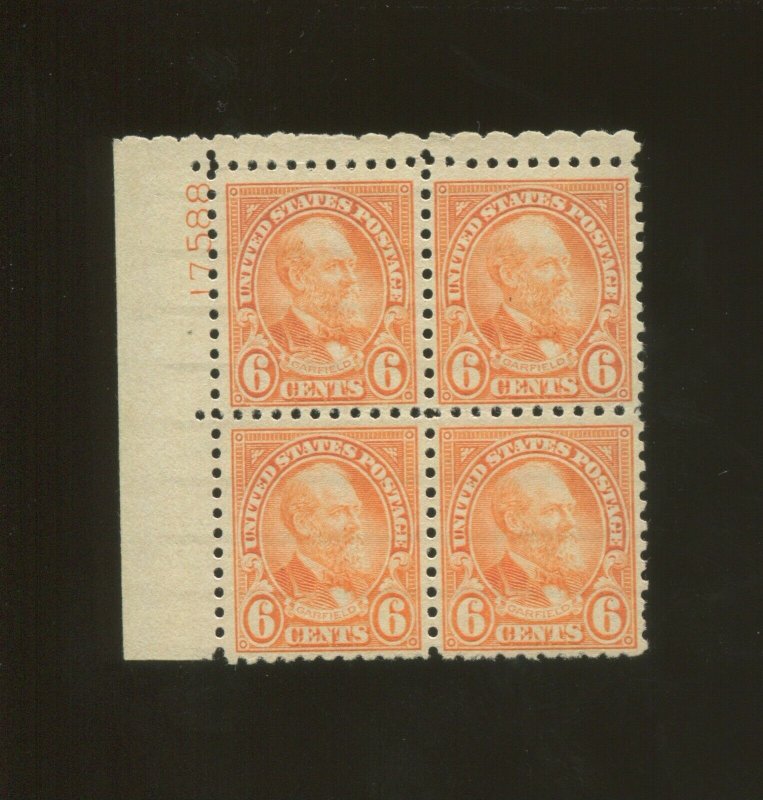 United States Postage Stamp #587 MNH VF Plate No. 17588 Block of 4