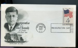 UNITED STATES  1961  JOHN F. KENNEDY FLEETWOOD SMALL CANCEL INAUGURATION COVER