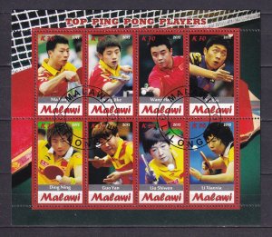 Malawi 2012 Top Ping Pong Players Long Jike Xin Ning Yan  8v Sheet Used/CTO