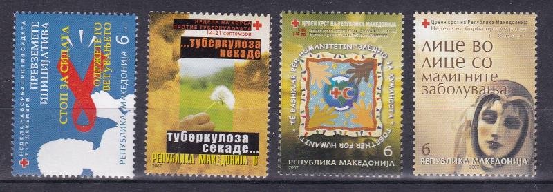 Macedonia 2007 Complete Year Red Cross Tuberculosis Cancer AIDS Medicine MNH