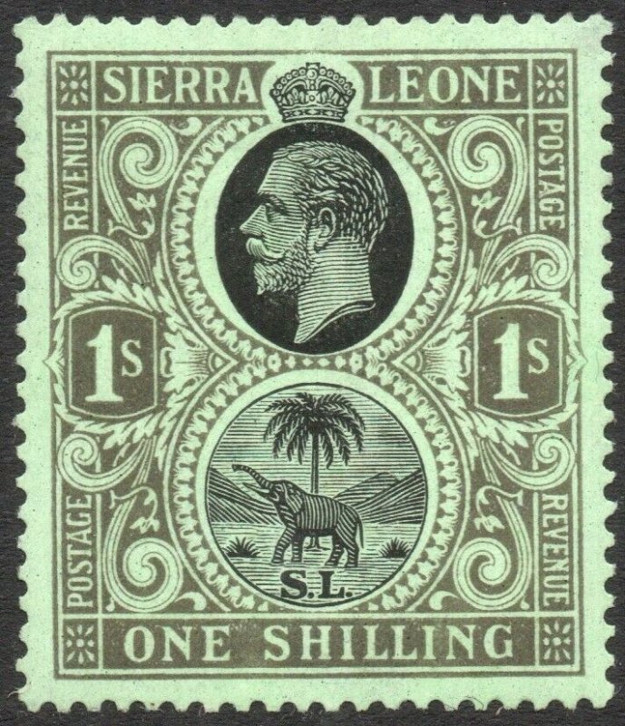 SIERRA LEONE-1925 1/- Black/Emerald Sg 143 MOUNTED MINT V42961