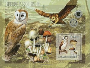 Owls Mushrooms Stamp Rotary Lions Strix Aluco Coprinus Atramentarius S/S MNH