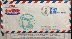 1959 ST Louis MO USA Airmail Cover To New York Jet Service Trans World Airlines