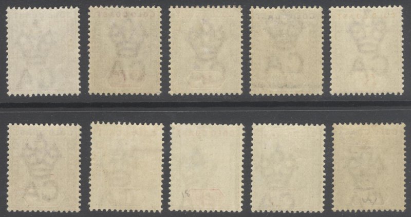 Gold Coast 1898 1/2d-10s QV Key Plate Scott 26-35 SG 26-34 MVLH Cat $415