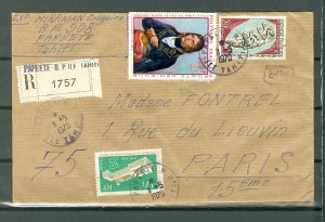 FRENCH POLYNESIA NAPOLEON #C54 AIR REGISTERED COVER ...PAPEETE-PARIS