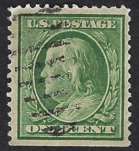 United States #331 1¢ Benjamin Franklin (1908-09). Green. VF. Used