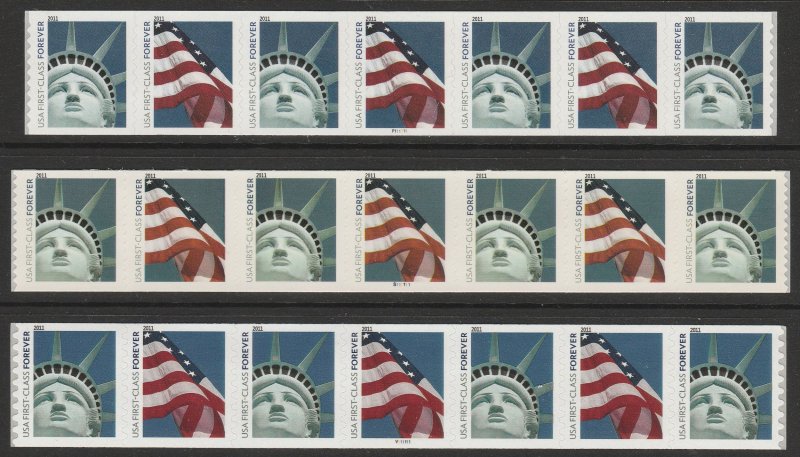 4487a,4489a,4491a,4486-91 Lady Liberty & Flag PNC7 P,S,V MNH $1 Shipping