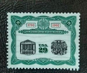 US Scott # 2630; 29c used Stock Exchange Commemorative from 1992; VF centering