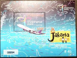 Indonesia 22nd Asian International Stamp Expo Aviation 2008 Airplane (ms) MNH