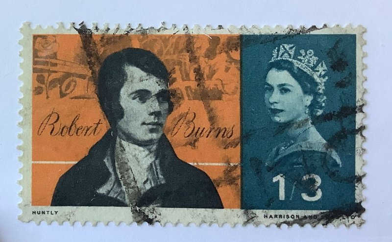 Great Britain 1966 Scott 445 used - 1'3s, Robert Burns Commemoration