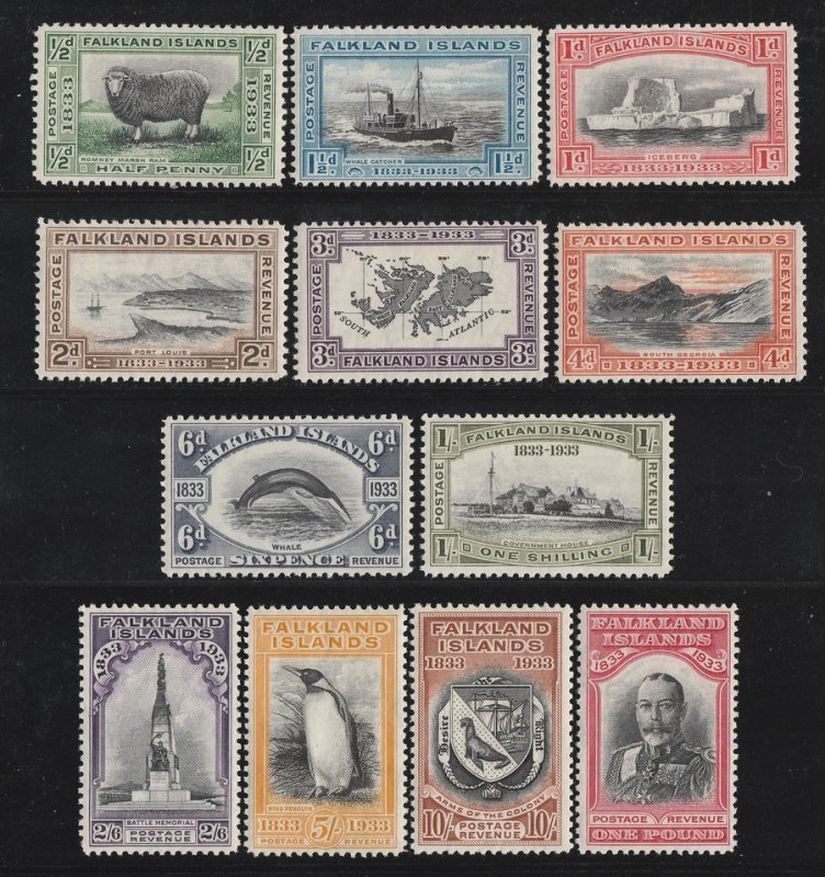 FALKLAND ISLANDS : 1933 Centenary set ½d-£1. Superb MNH **. KEY EMPIRE SET!