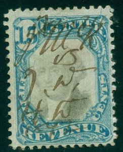 US #R110, 15¢ blue & black, used, Scott $100.00