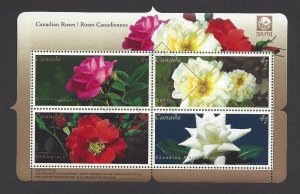 Canada #1910 Used ss, Various roses Phila Nippon 01 Japan, issued 2001