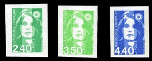 France, 1950-Present #2334/2338 (YT 2820-2822) Cat€54, 1993 Marianne, imper...