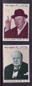 Penrhyn-Sc#70-1- id9-unused NH set-Winston Churchill-1974-