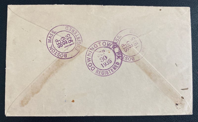 1935 Leeward Island Registered cover To USA King George V Silver Jubilee Stamp