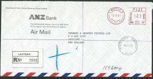 FIJI 1991 Registered airmail meter cover to New Zealand ex LAUTOKA.........13230