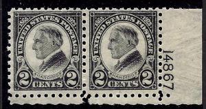 612 Mint,OG,NH... Plate# Pair... SCV $65.00