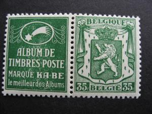 BELGIUM Sc 273 MNH with advertising label: Album de Timbres Poste KA-BE