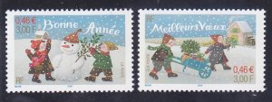 France 2843-44 MNH 2001 Holiday Greetings Christmas & New Year Set