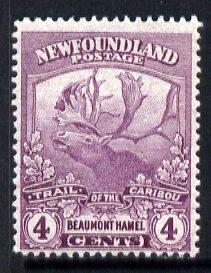 Newfoundland 1919 Caribou 4c mouve lightly mounted mint, ...