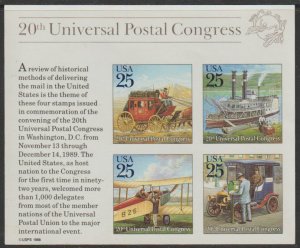 US #2438 $1.00 UPU CONGRESS Sheet,  SUPERB mint never hinged, SELECT!