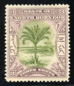 North Borneo #82 Cat$36, 1897 3c lilac and olive green, hinge remnant